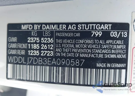 2014 Mercedes-Benz Cls 550 z USA, uszkodzony, nr VIN WDDLJ7DB3EA090587